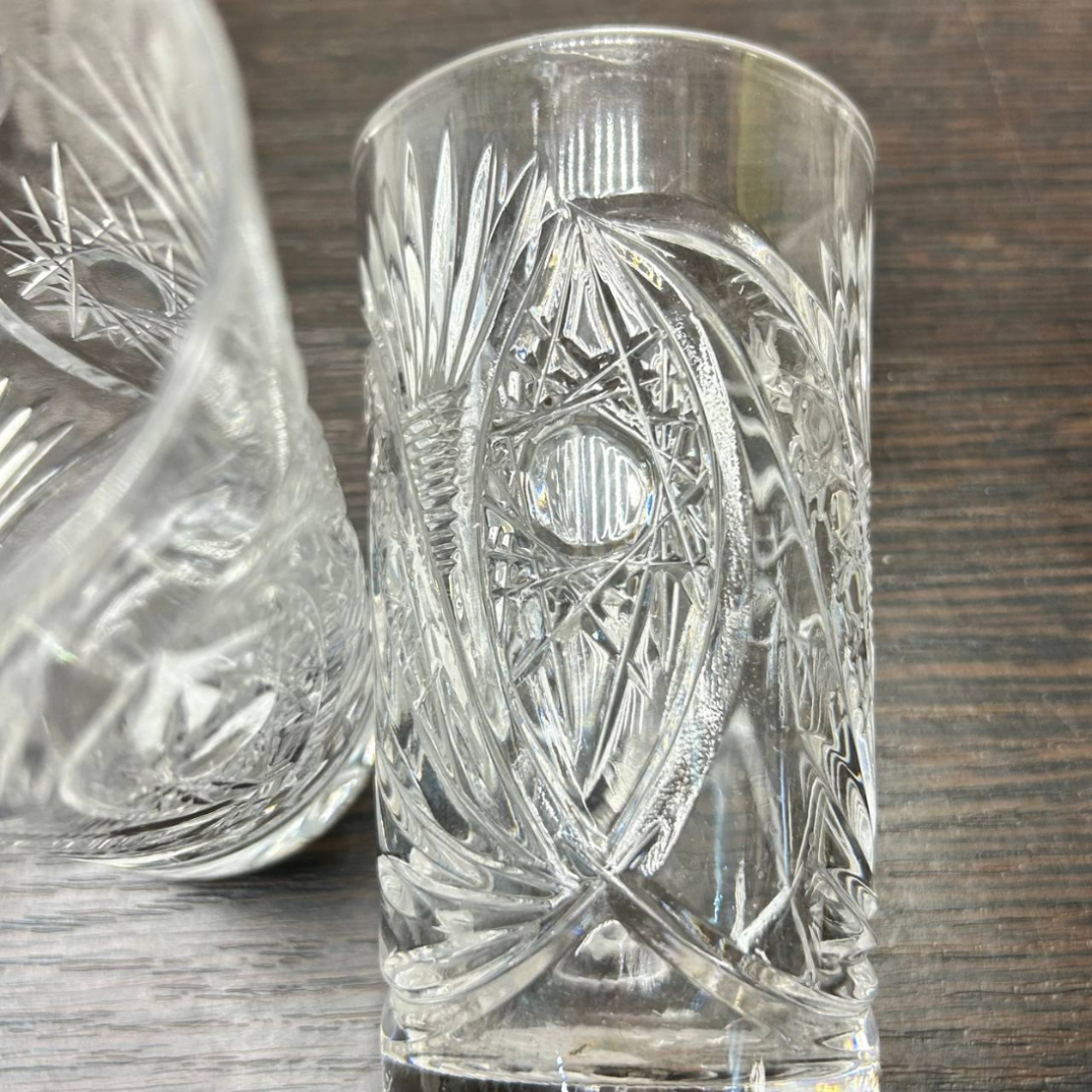 Стаканы из хрусталя для холодных напитков, рисунок от формы. Винтаж, СССР. Цена за 1шт. Картинка 4